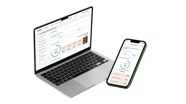 Giao diện phần mềm GPMB trên laptop và điện thoại